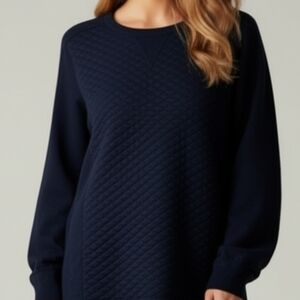 Apt. 9 Black Quilted Pullover 3/4 Sleeve Sweatshirt Size Large